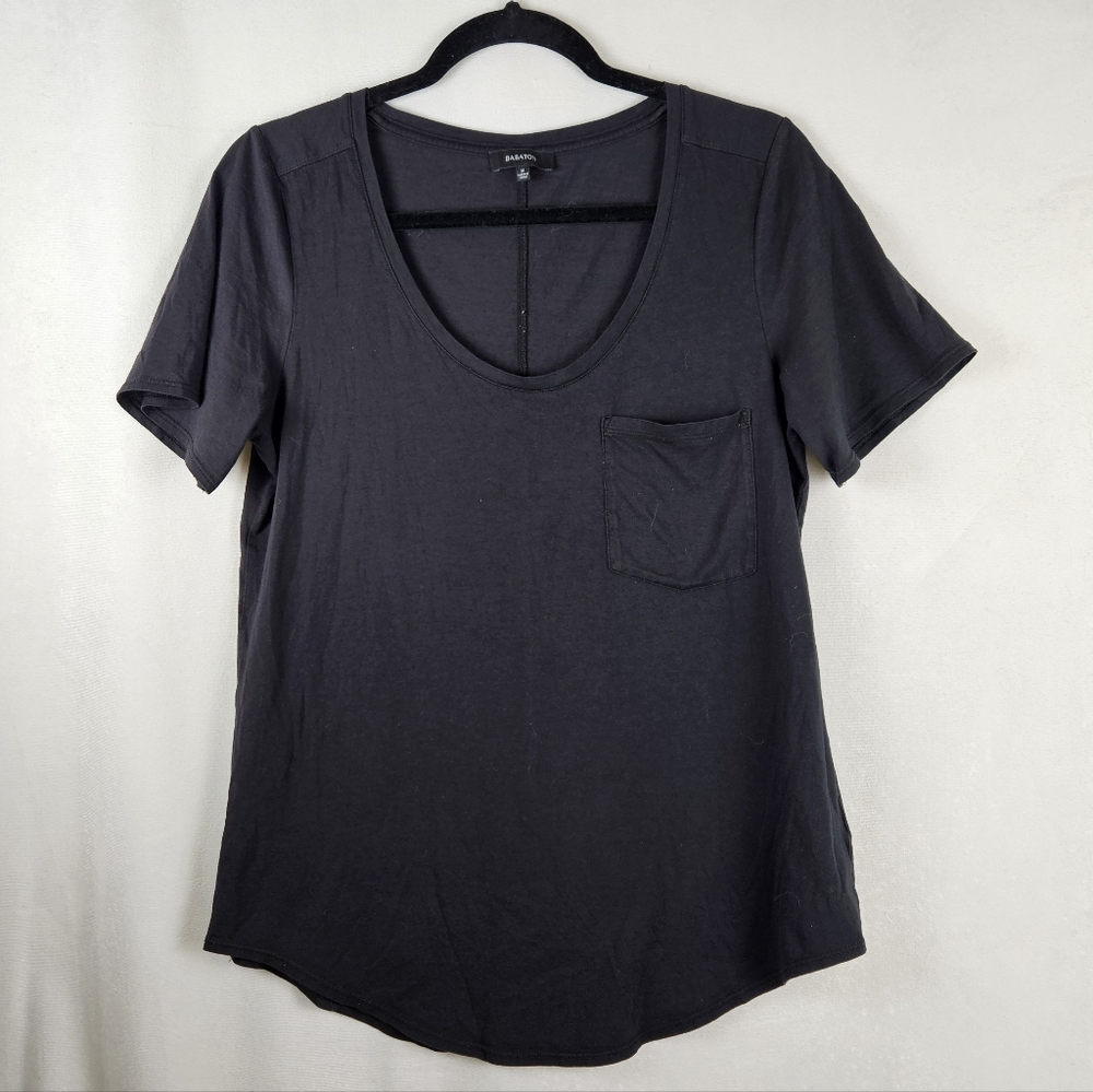 Babaton Black Basic Essential Lightweight Scoop NeckTee Shirt Size Medium